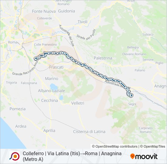 Percorso linea bus COTRAL