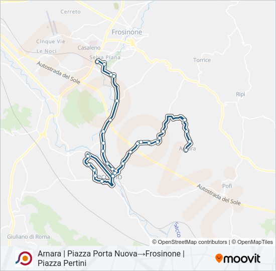 Percorso linea bus COTRAL