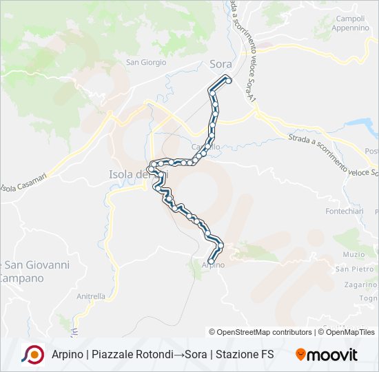 Percorso linea bus COTRAL