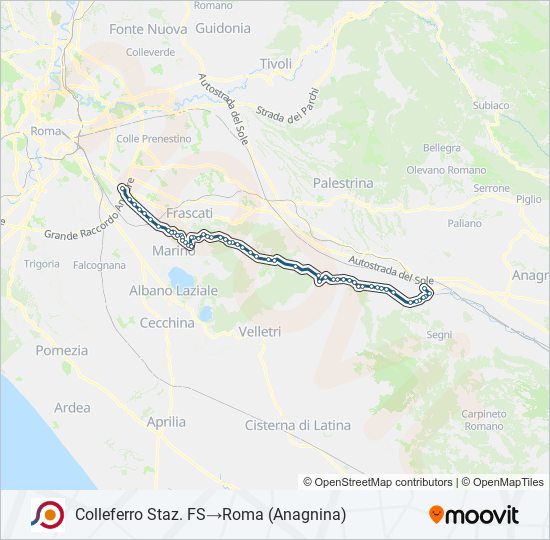 Percorso linea bus COTRAL