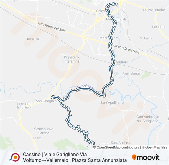 Percorso linea bus COTRAL