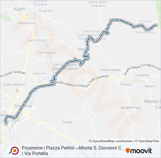 Percorso linea bus COTRAL