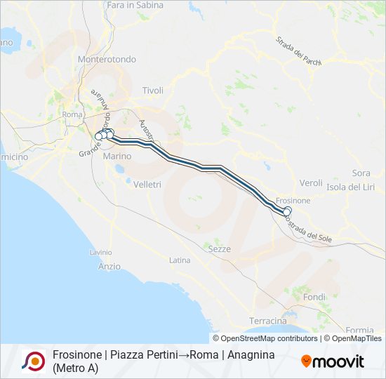 Percorso linea bus COTRAL