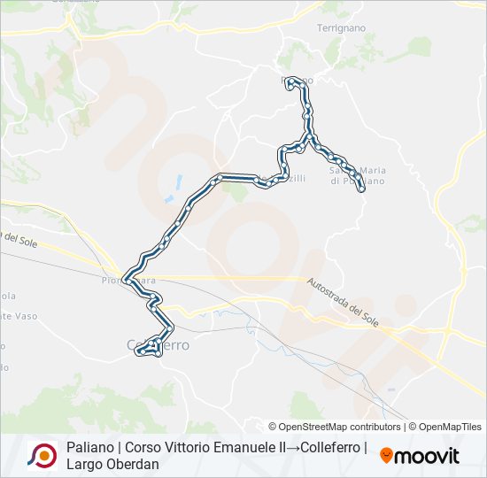 Percorso linea bus COTRAL