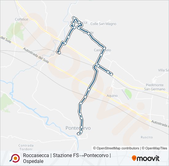 Percorso linea bus COTRAL