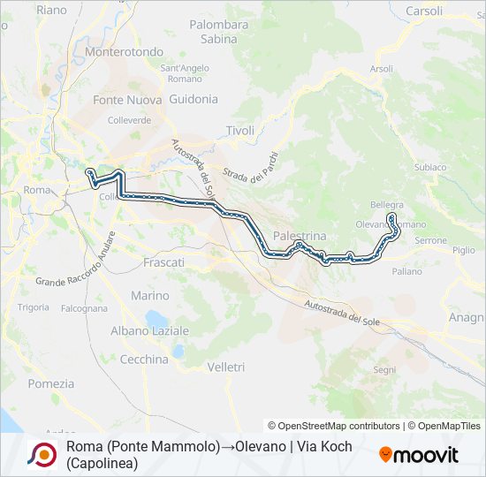 Percorso linea bus COTRAL