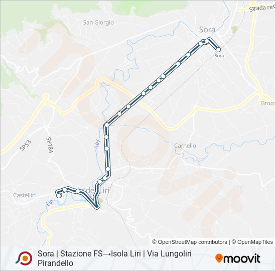 Percorso linea bus COTRAL