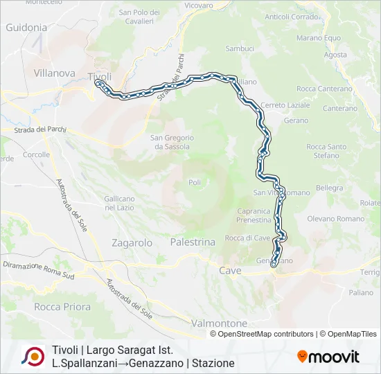 Percorso linea bus COTRAL