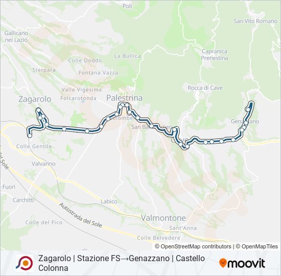 Percorso linea bus COTRAL