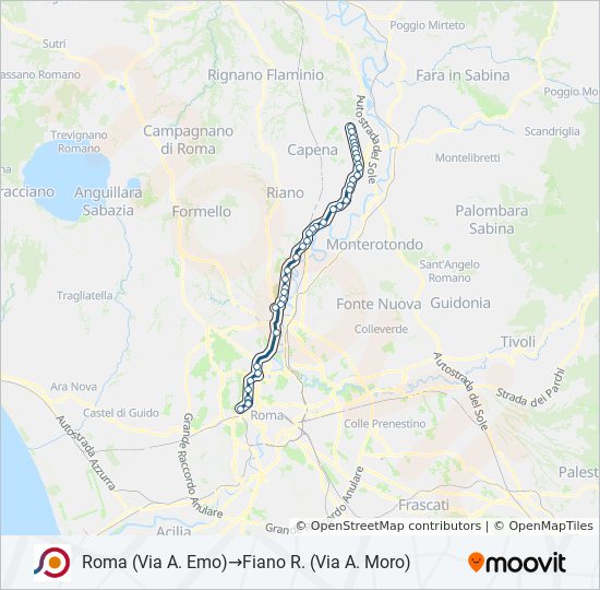 Percorso linea bus COTRAL