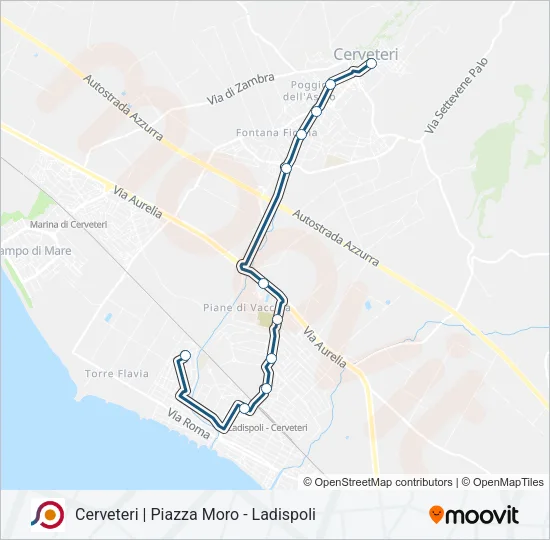 Percorso linea bus COTRAL