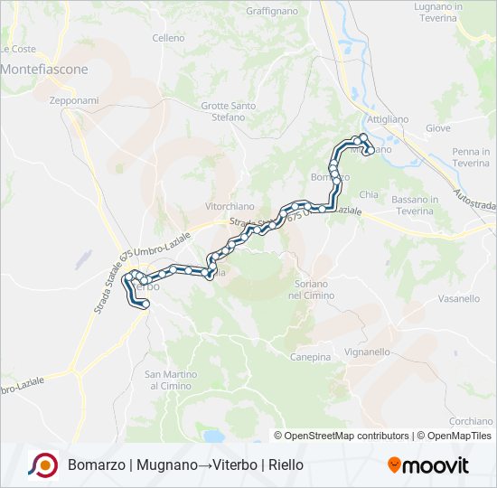 Percorso linea bus COTRAL