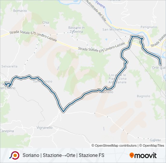 Percorso linea bus COTRAL