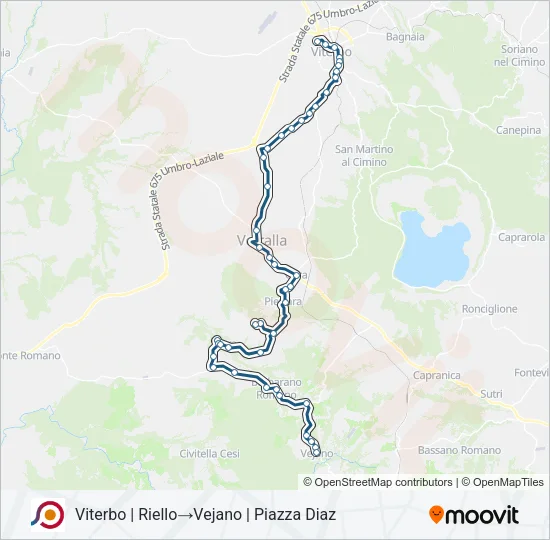 Percorso linea bus COTRAL