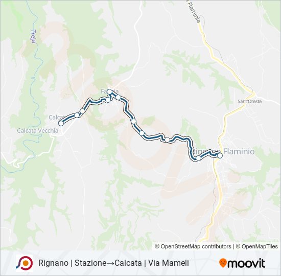 Percorso linea bus COTRAL