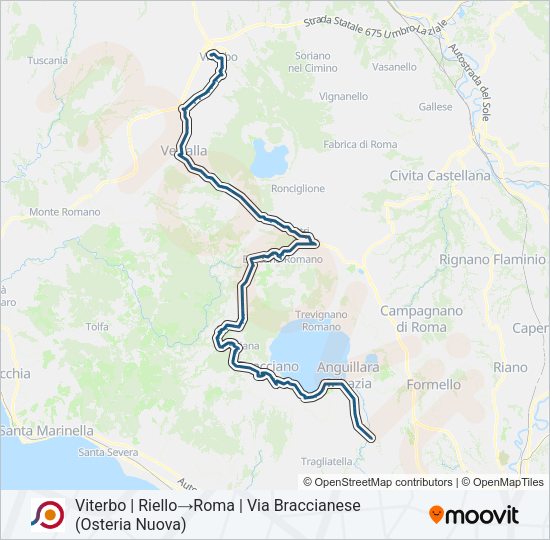 Percorso linea bus COTRAL