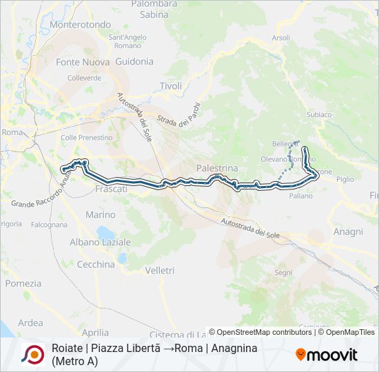 Percorso linea bus COTRAL