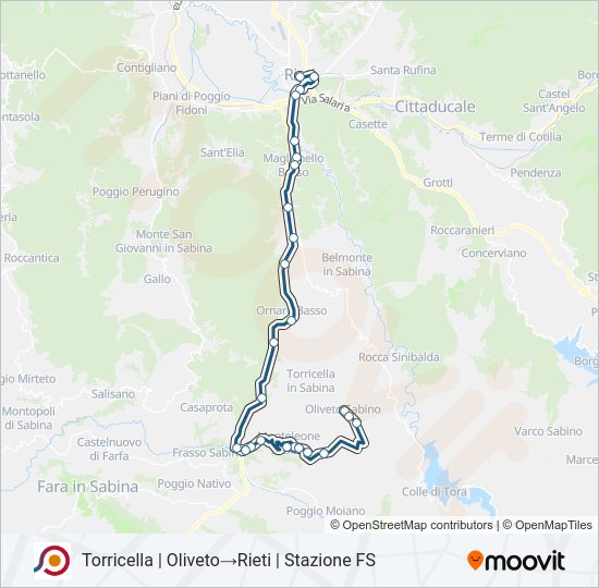 Percorso linea bus COTRAL