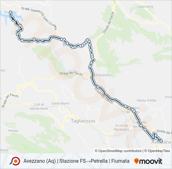 Percorso linea bus COTRAL