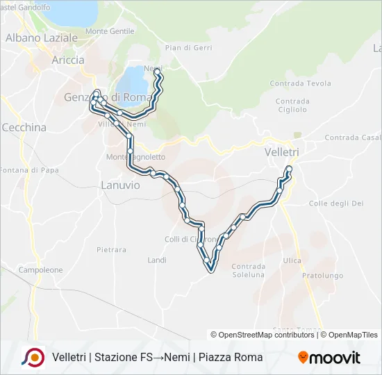 Percorso linea bus COTRAL
