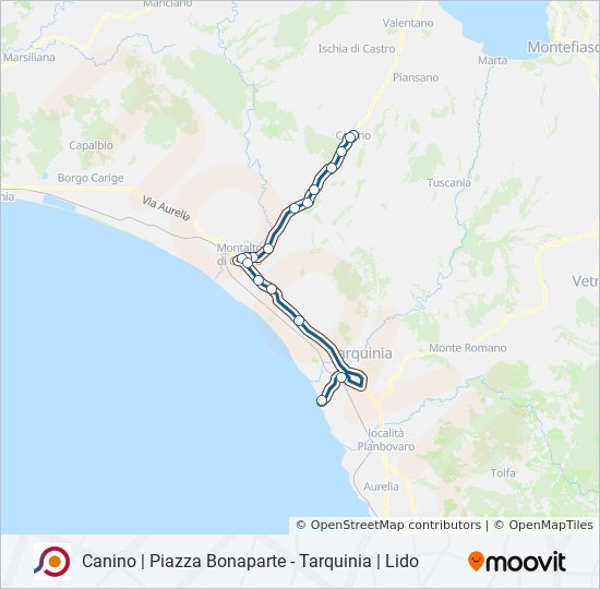 Percorso linea bus COTRAL