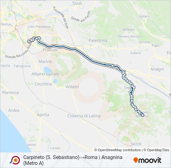 Percorso linea bus COTRAL