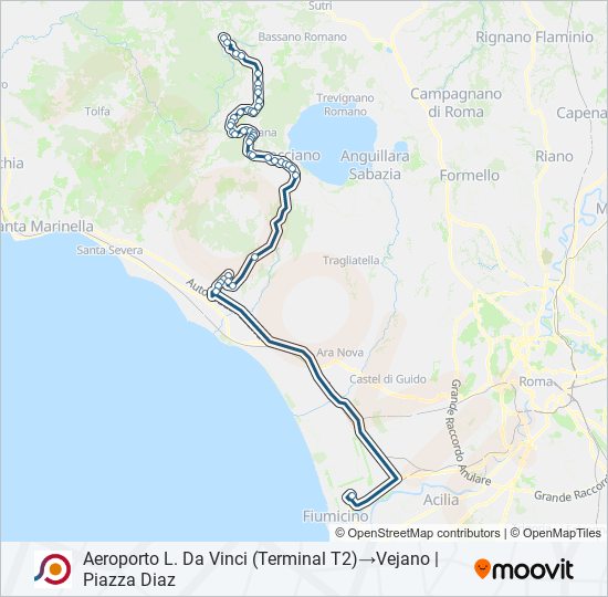 Percorso linea bus COTRAL