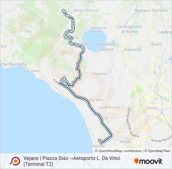 Percorso linea bus COTRAL