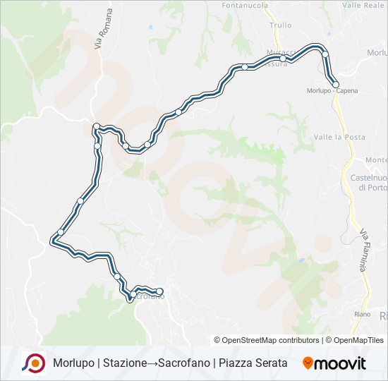 Percorso linea bus COTRAL