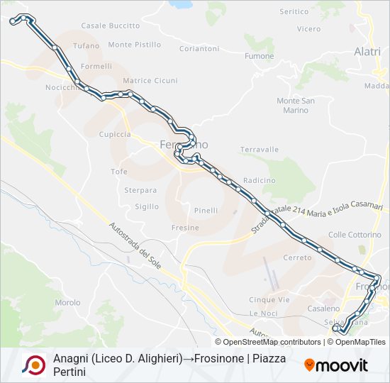 Percorso linea bus COTRAL