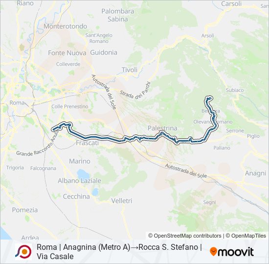 Percorso linea bus COTRAL