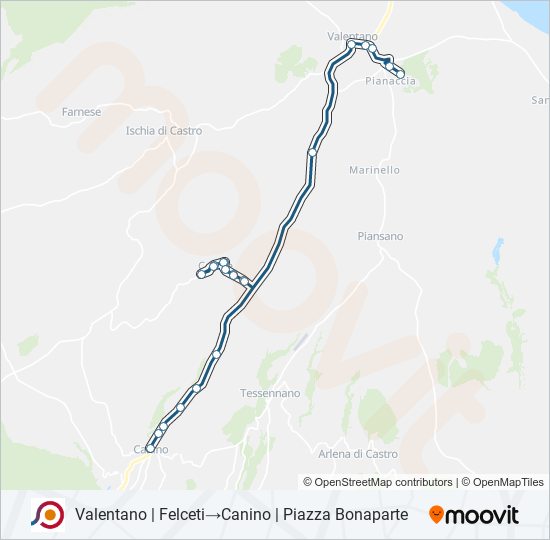 Percorso linea bus COTRAL