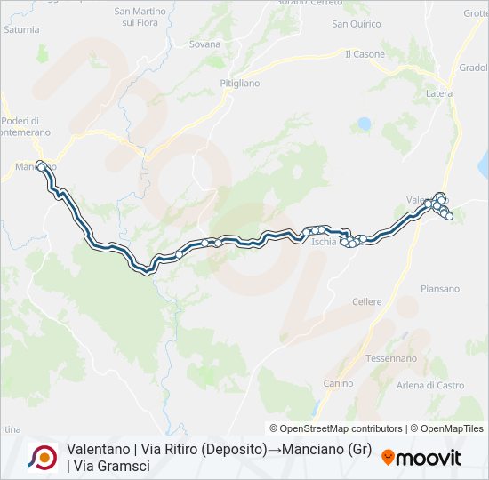 Percorso linea bus COTRAL