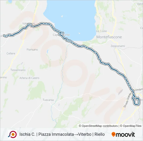Percorso linea bus COTRAL
