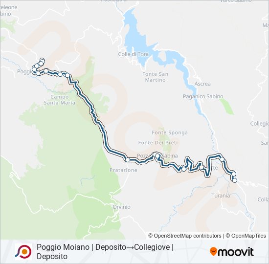 Percorso linea bus COTRAL