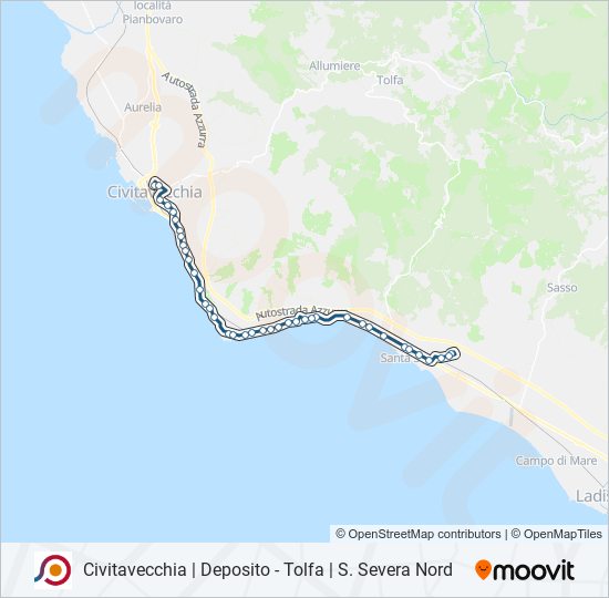 Percorso linea bus COTRAL