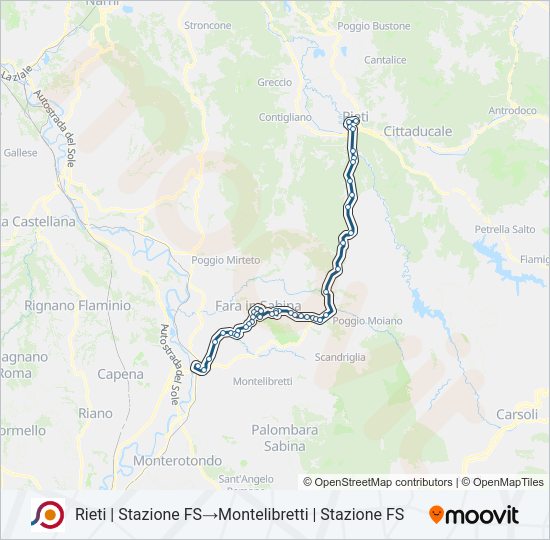 Percorso linea bus COTRAL