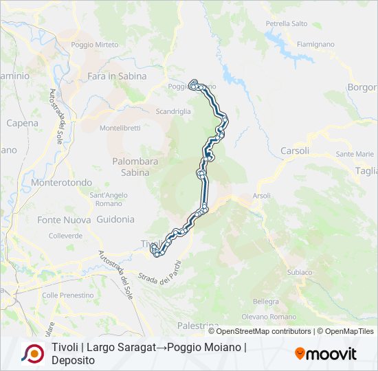 Percorso linea bus COTRAL