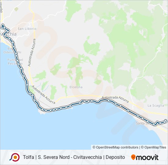 Percorso linea bus COTRAL