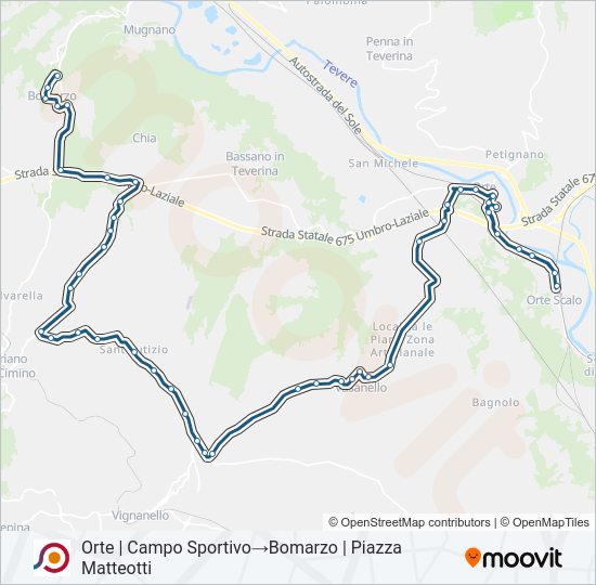 Percorso linea bus COTRAL