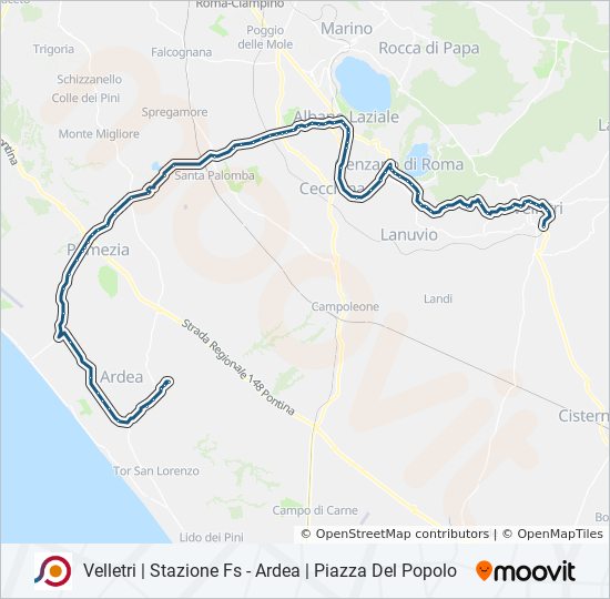 Percorso linea bus COTRAL