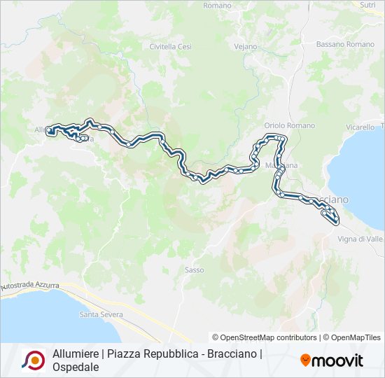 Percorso linea bus COTRAL