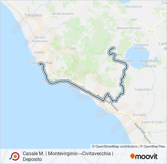 Percorso linea bus COTRAL