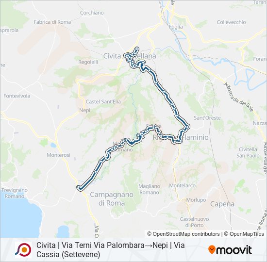 Percorso linea bus COTRAL