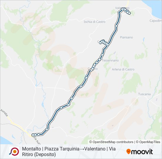 Percorso linea bus COTRAL