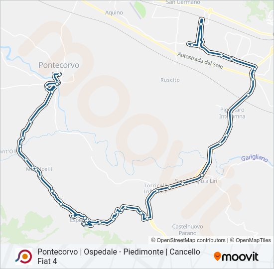 Percorso linea bus COTRAL