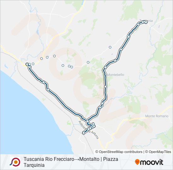 Percorso linea bus COTRAL