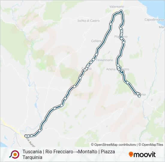 Percorso linea bus COTRAL