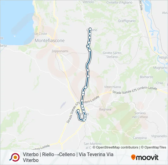 Percorso linea bus COTRAL