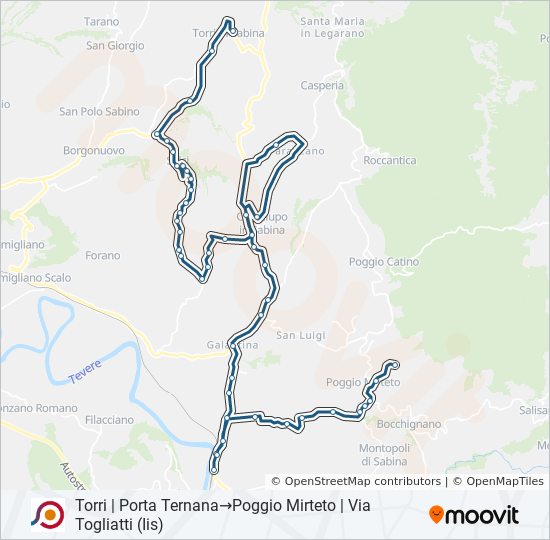 Percorso linea bus COTRAL